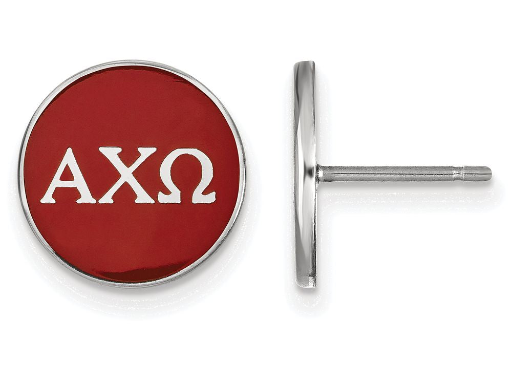 LogoArt Sterling Silver Alpha Chi Omega Enameled Post Earrings