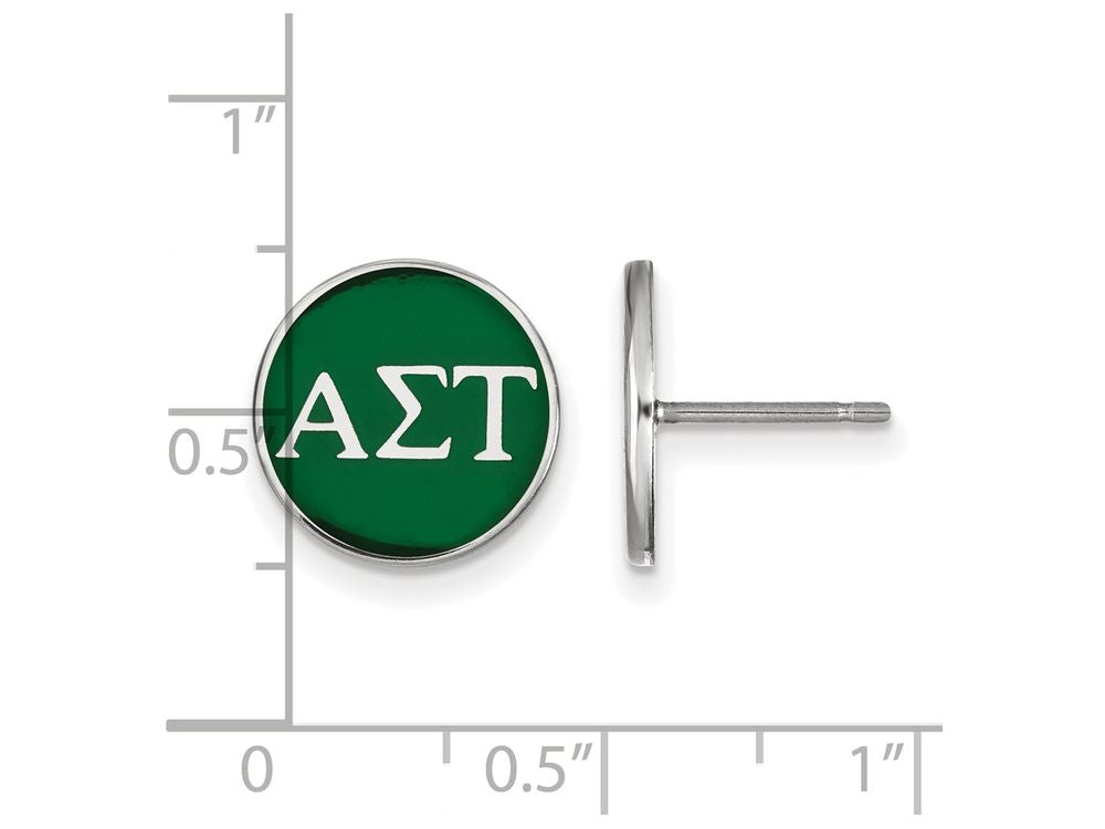 LogoArt Sterling Silver Alpha Sigma Tau Enameled Post Earrings