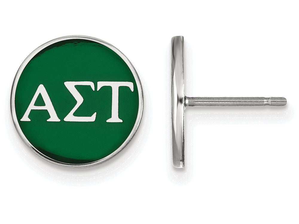 LogoArt Sterling Silver Alpha Sigma Tau Enameled Post Earrings
