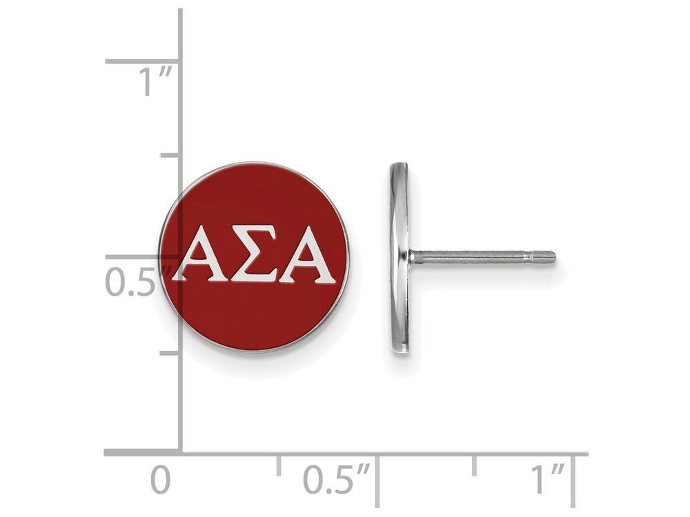 LogoArt Sterling Silver Alpha Sigma Alpha Enameled Post Earrings