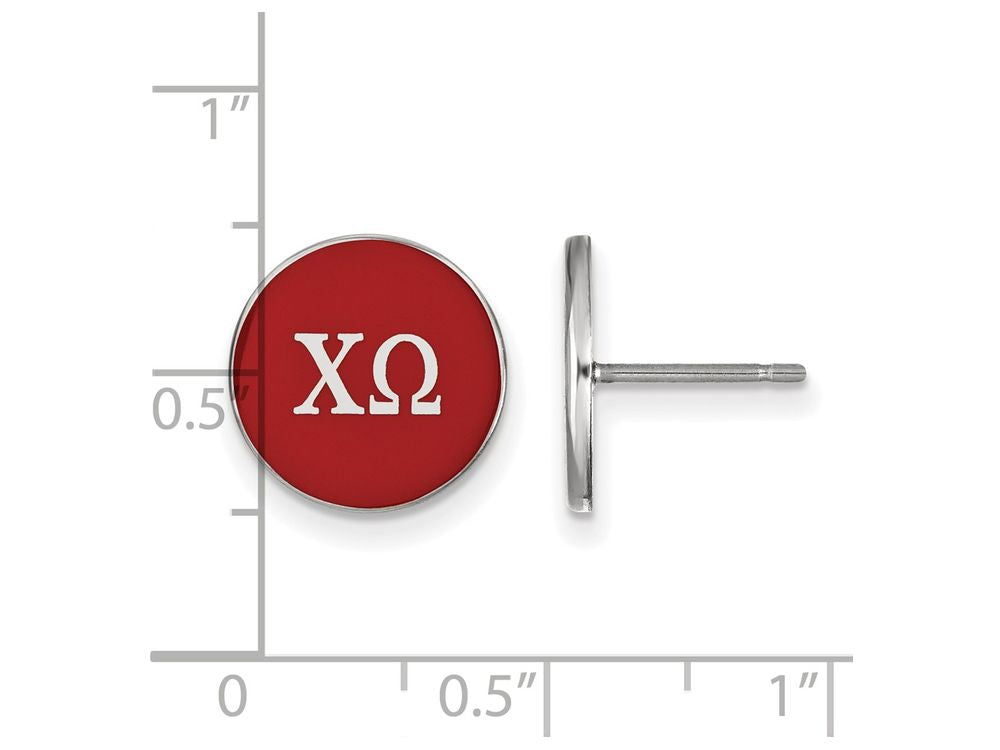 LogoArt Sterling Silver Chi Omega Enameled Post Earrings