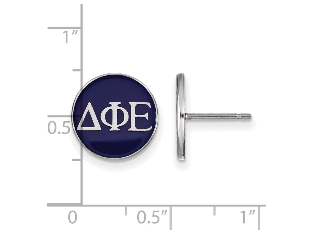 LogoArt Sterling Silver Delta Phi Epsilon Enameled Post Earrings