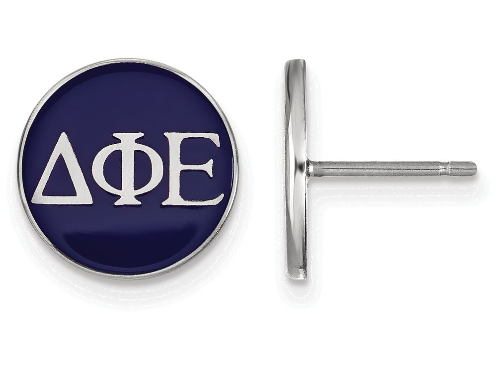 LogoArt Sterling Silver Delta Phi Epsilon Enameled Post Earrings