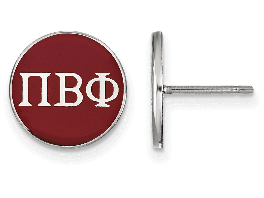 LogoArt Sterling Silver Pi Beta Phi Enameled Post Earrings