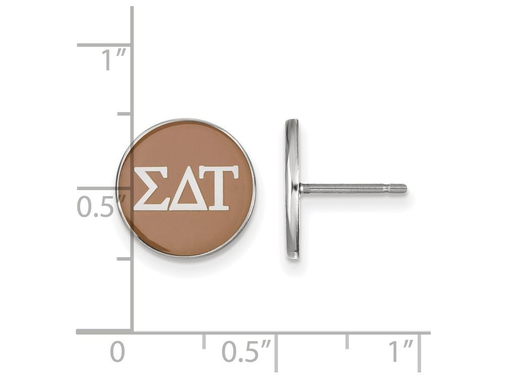 LogoArt Sterling Silver Sigma Delta Tau Enameled Post Earrings