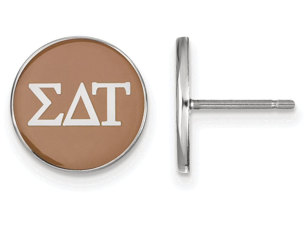LogoArt Sterling Silver Sigma Delta Tau Enameled Post Earrings