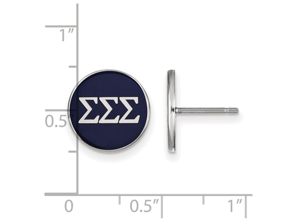 LogoArt Sterling Silver Sigma Sigma Sigma Enameled Post Earrings