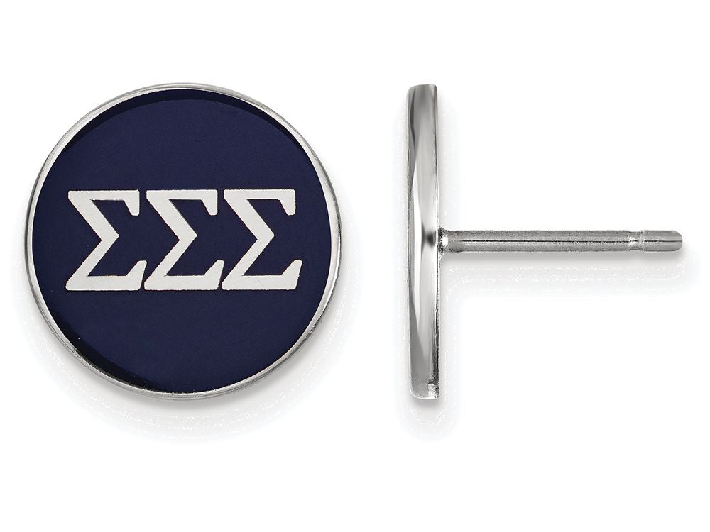 LogoArt Sterling Silver Sigma Sigma Sigma Enameled Post Earrings