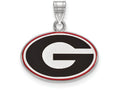 LogoArt Sterling Silver University Of Georgia Small Enamel Pendant Necklace