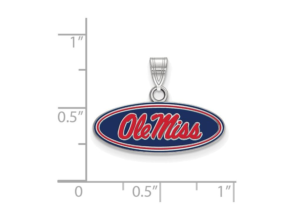LogoArt Sterling Silver University Of Mississippi Small Enamel Pendant Necklace