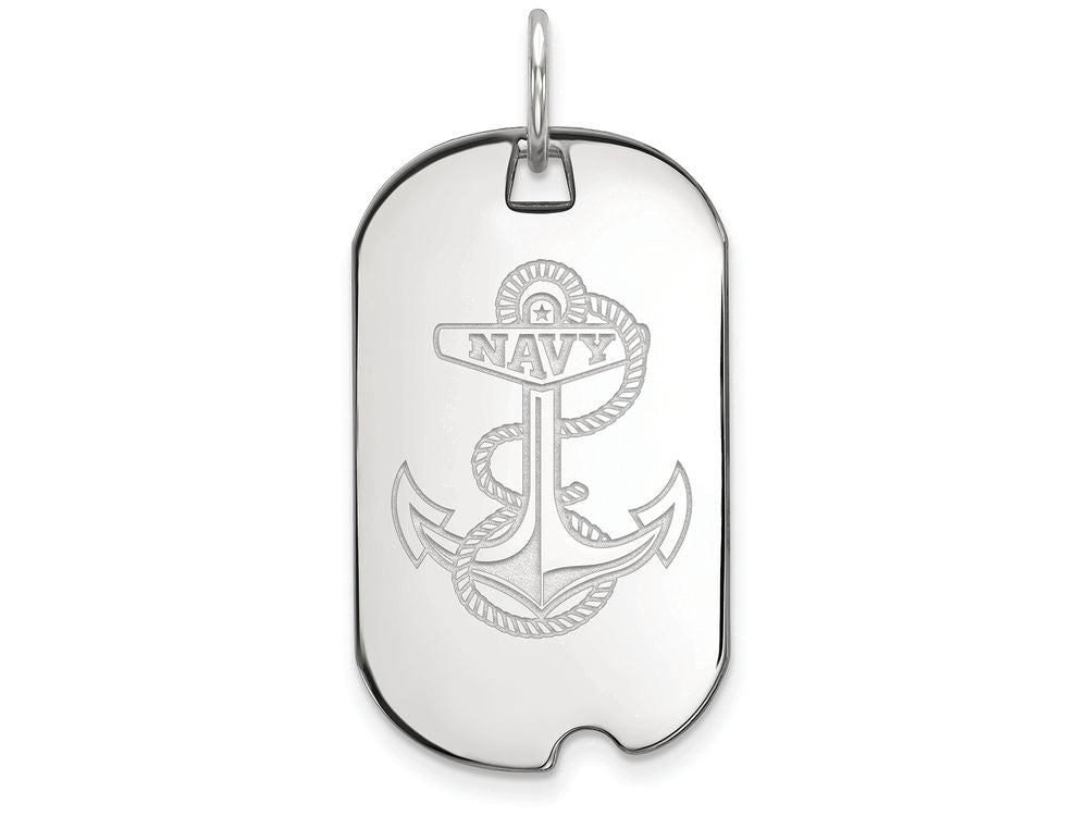 LogoArt Sterling Silver Navy Small Dog Tag Pendant Necklace