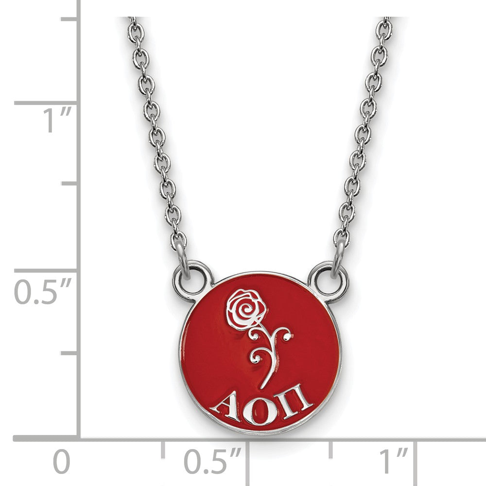 LogoArt Sterling Silver University Of Wisconsin Small Enamel Pendant Necklace
