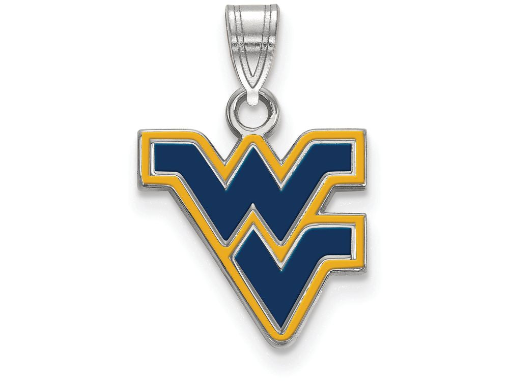 LogoArt Sterling Silver West Virginia University Small Enamel Pendant Necklace