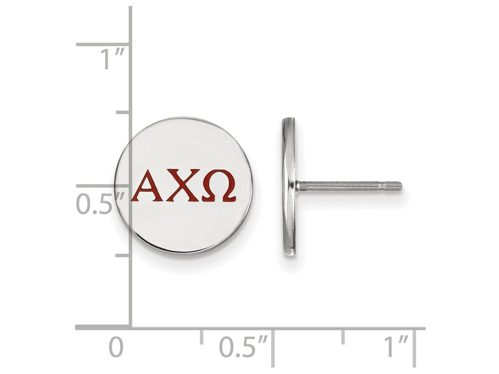 LogoArt Sterling Silver Alpha Chi Omega Enameled Post Earrings
