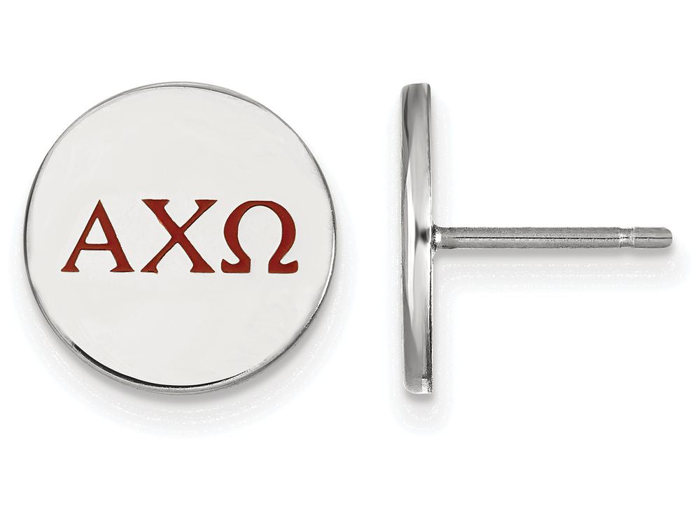 LogoArt Sterling Silver Alpha Chi Omega Enameled Post Earrings
