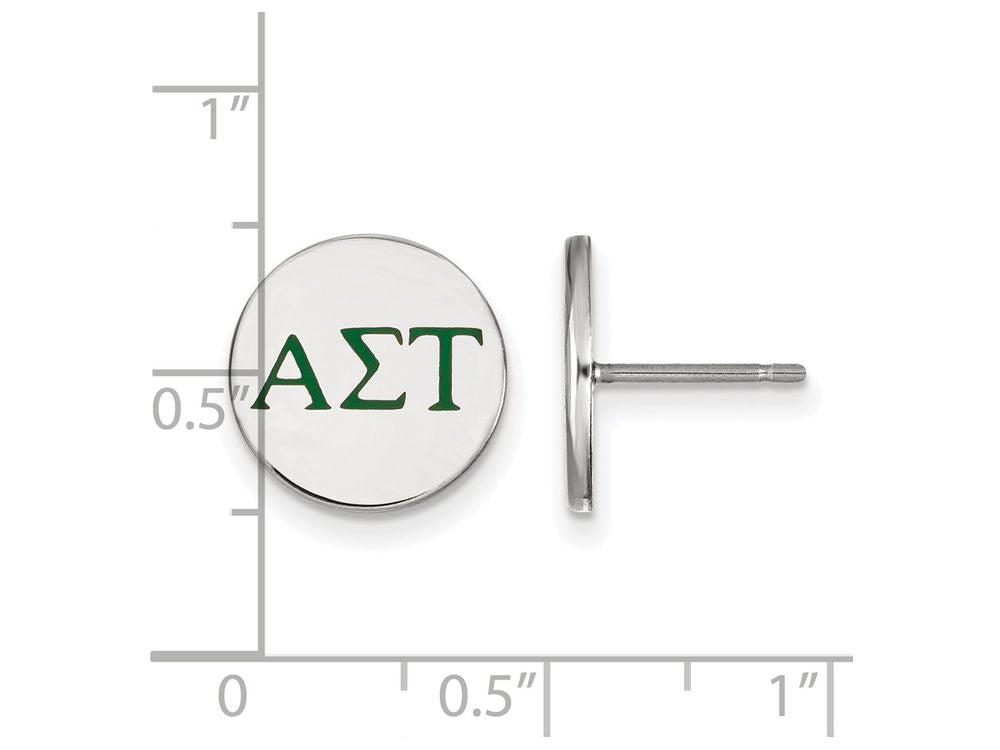 LogoArt Sterling Silver Alpha Sigma Tau Enameled Post Earrings