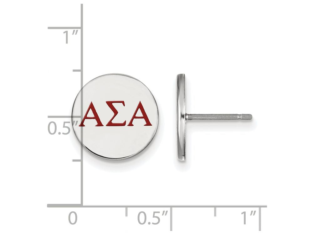 LogoArt Sterling Silver Alpha Sigma Alpha Enameled Post Earrings