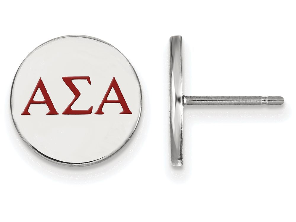 LogoArt Sterling Silver Alpha Sigma Alpha Enameled Post Earrings