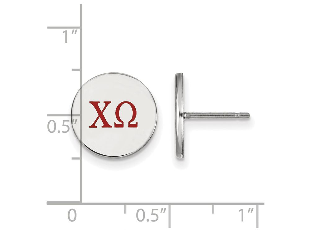 LogoArt Sterling Silver Chi Omega Enameled Post Earrings