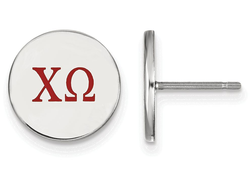 LogoArt Sterling Silver Chi Omega Enameled Post Earrings