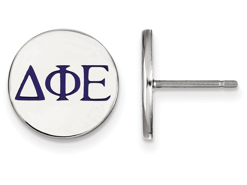 LogoArt Sterling Silver Delta Phi Epsilon Enameled Post Earrings