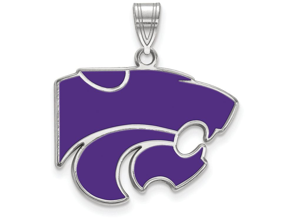 LogoArt Sterling Silver Kansas State University Large Enamel Pendant Necklace