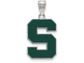 LogoArt Sterling Silver Michigan State University Large Enamel Pendant Necklace