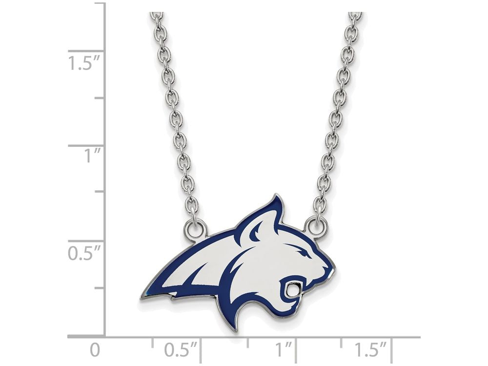 LogoArt Sterling Silver Montana State University Large Enamel Pendant Necklace