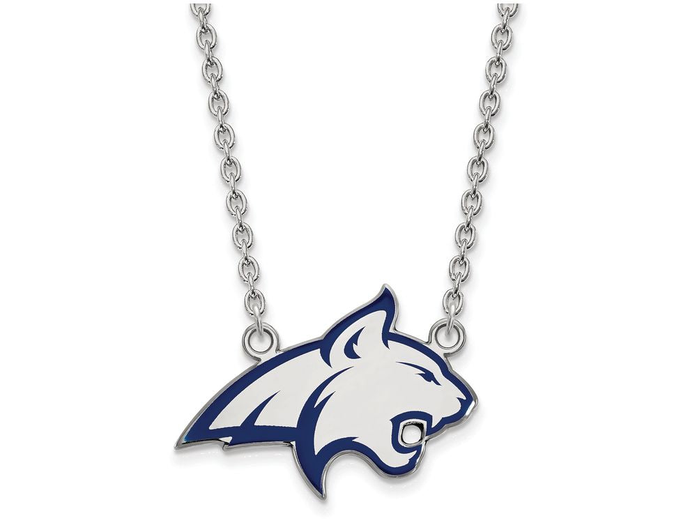 LogoArt Sterling Silver Montana State University Large Enamel Pendant Necklace