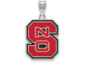 LogoArt Sterling Silver North Carolina State University Large Enamel Pendant Necklace