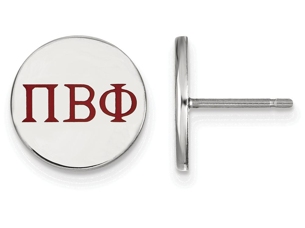 LogoArt Sterling Silver Pi Beta Phi Enameled Post Earrings