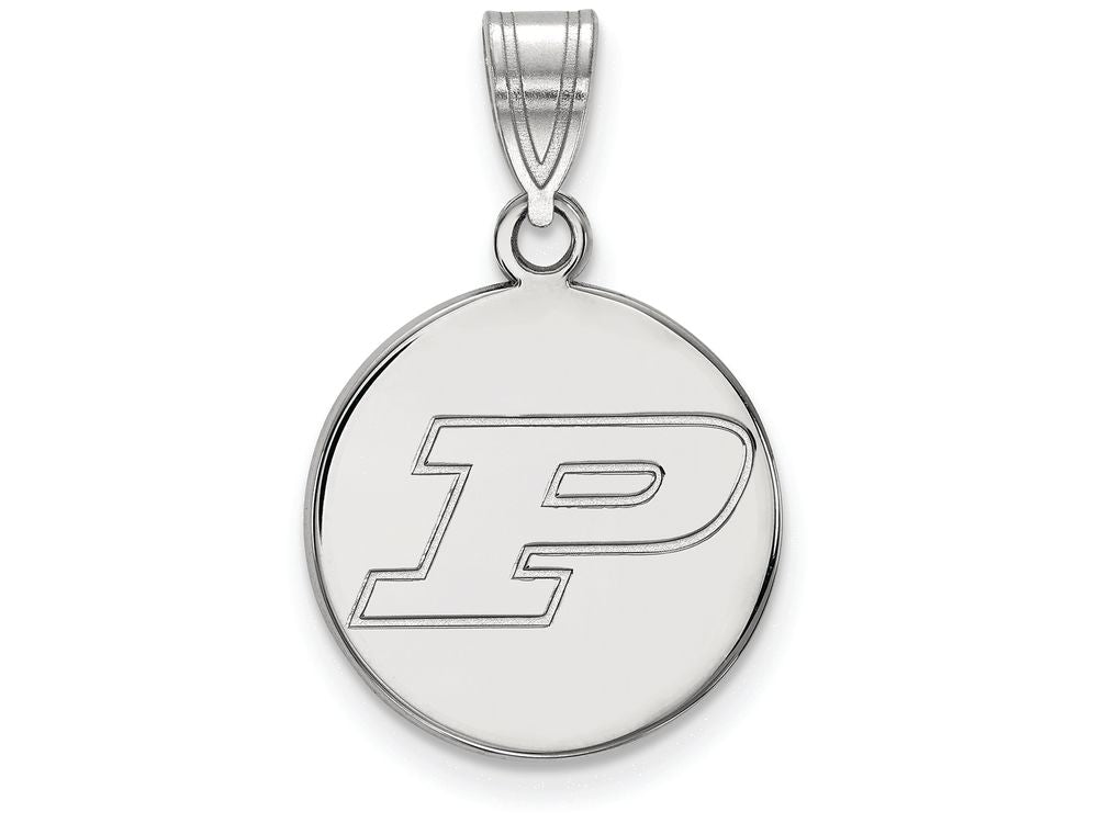 LogoArt Sterling Silver Purdue Medium Disc Pendant Necklace