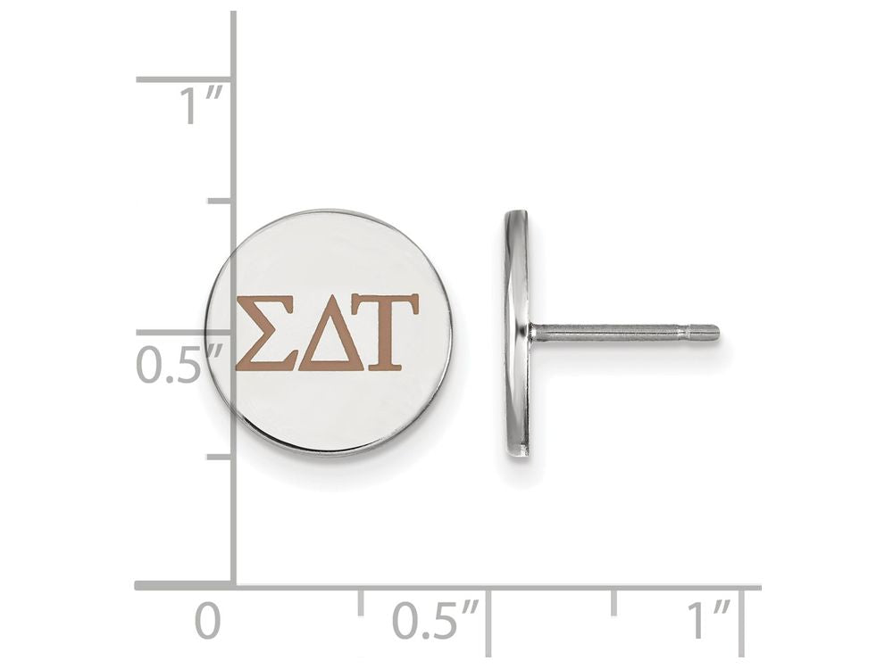 LogoArt Sterling Silver Sigma Delta Tau Enameled Post Earrings