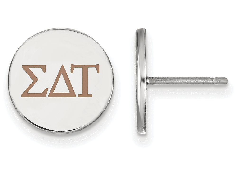 LogoArt Sterling Silver Sigma Delta Tau Enameled Post Earrings