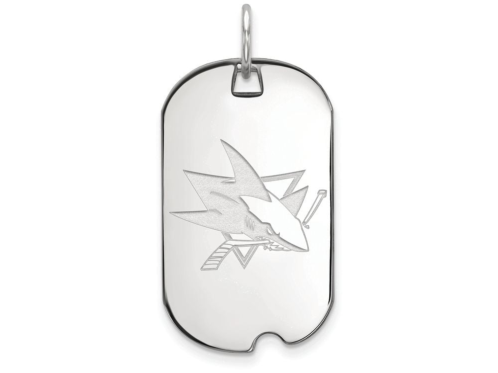 Logoart 925 Sterling Silver San Jose Sharks Small Dog Tag Pendant Necklace