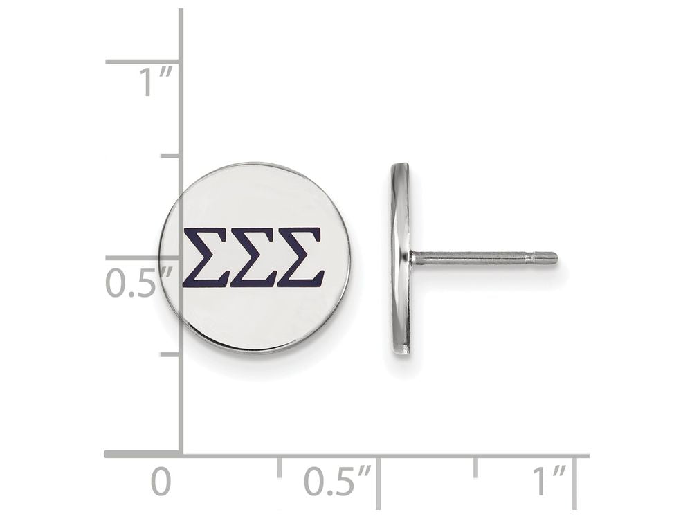 LogoArt Sterling Silver Sigma Sigma Sigma Enameled Post Earrings