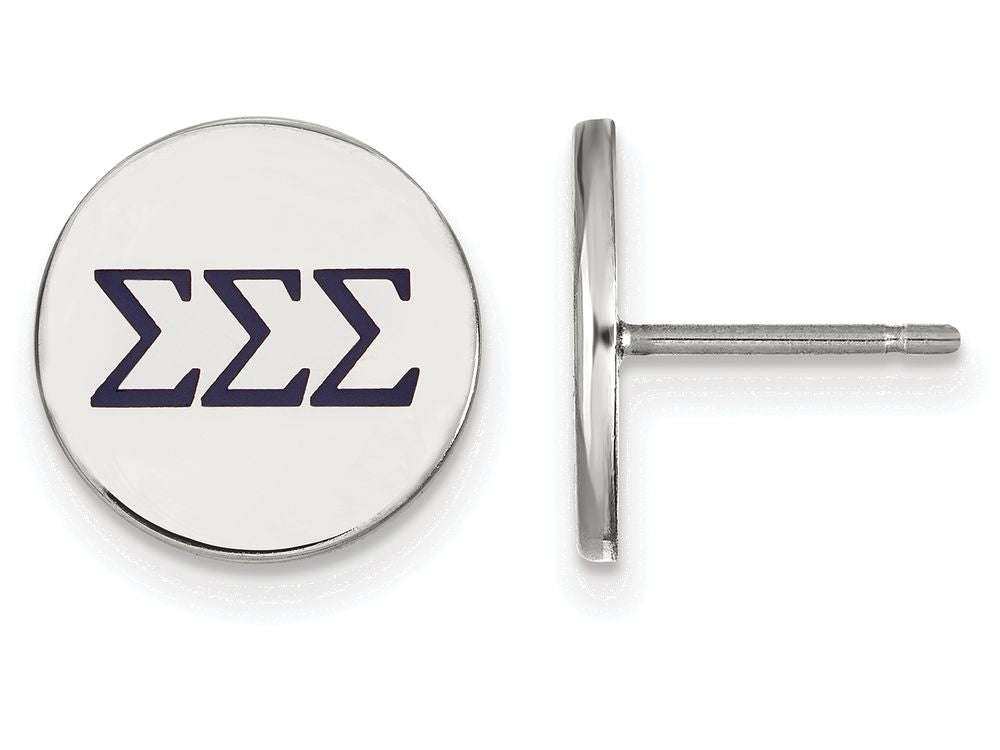 LogoArt Sterling Silver Sigma Sigma Sigma Enameled Post Earrings
