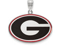 LogoArt Sterling Silver University Of Georgia Large Enamel Pendant Necklace