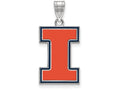 LogoArt Sterling Silver University Of Illinois Large Enamel Pendant Necklace