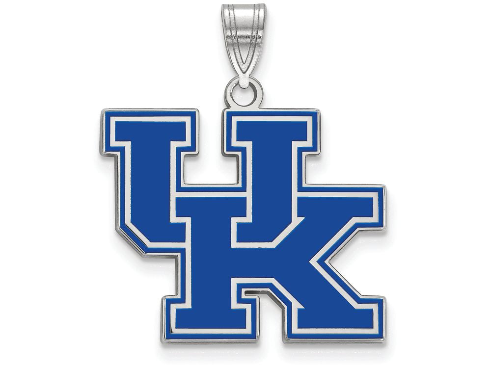 LogoArt Sterling Silver University Of Kentucky Large Enamel Pendant Necklace