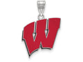 LogoArt Sterling Silver University Of Wisconsin Large Enamel Pendant Necklace