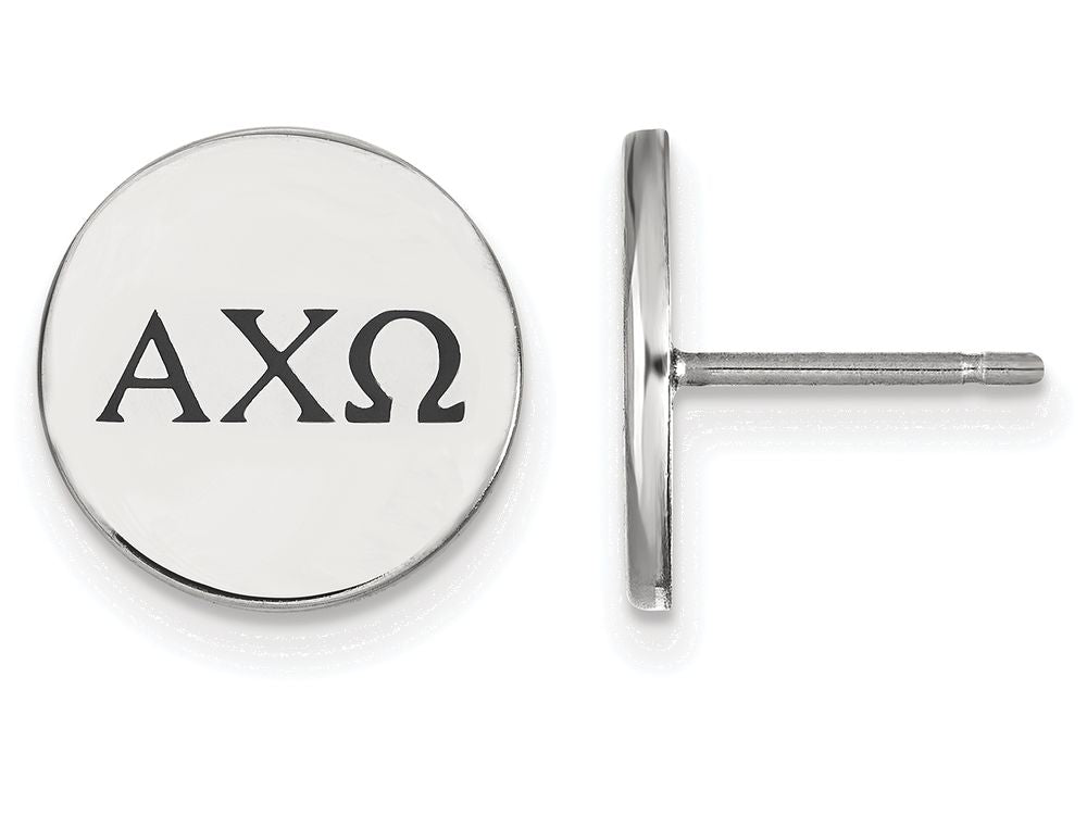 LogoArt Sterling Silver Alpha Chi Omega Enameled Post Earrings