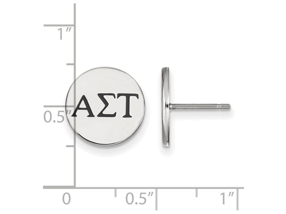 LogoArt Sterling Silver Alpha Sigma Tau Enameled Post Earrings