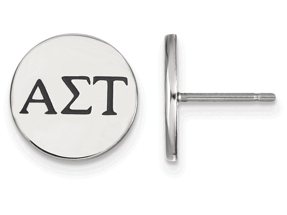 LogoArt Sterling Silver Alpha Sigma Tau Enameled Post Earrings