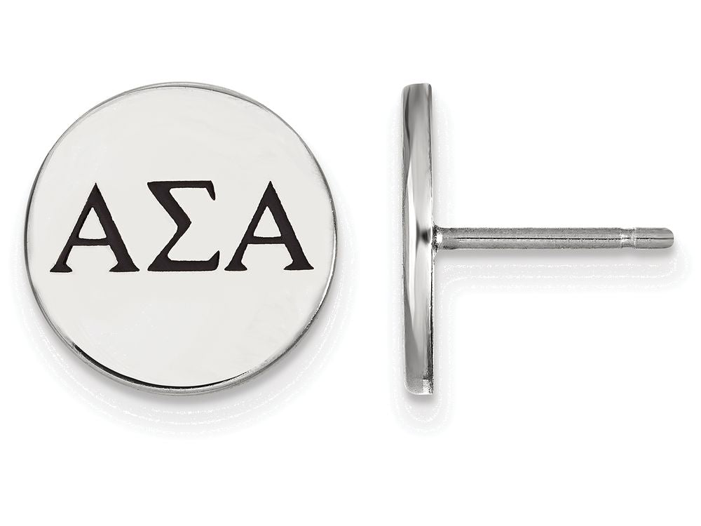 LogoArt Sterling Silver Alpha Sigma Alpha Enameled Post Earrings