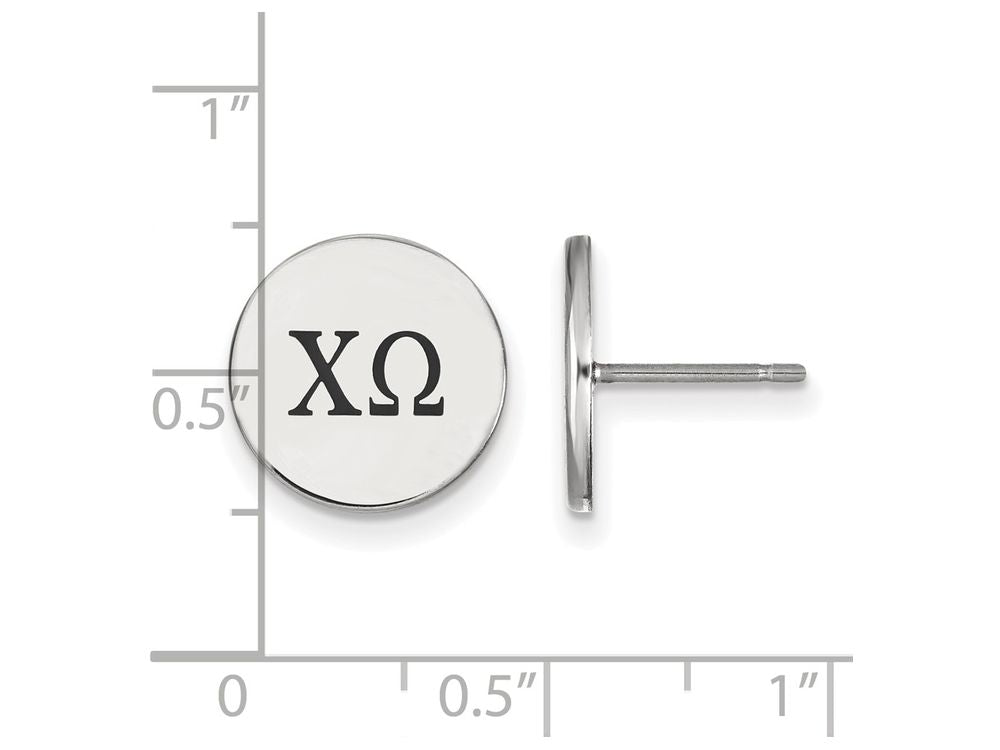LogoArt Sterling Silver Chi Omega Enameled Post Earrings