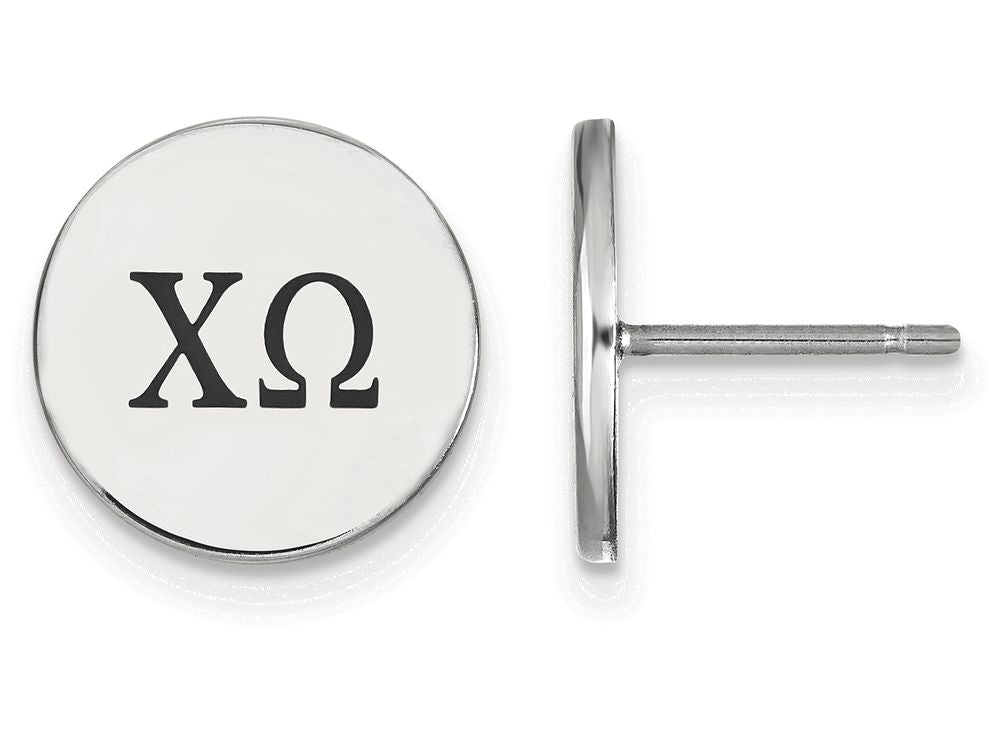 LogoArt Sterling Silver Chi Omega Enameled Post Earrings
