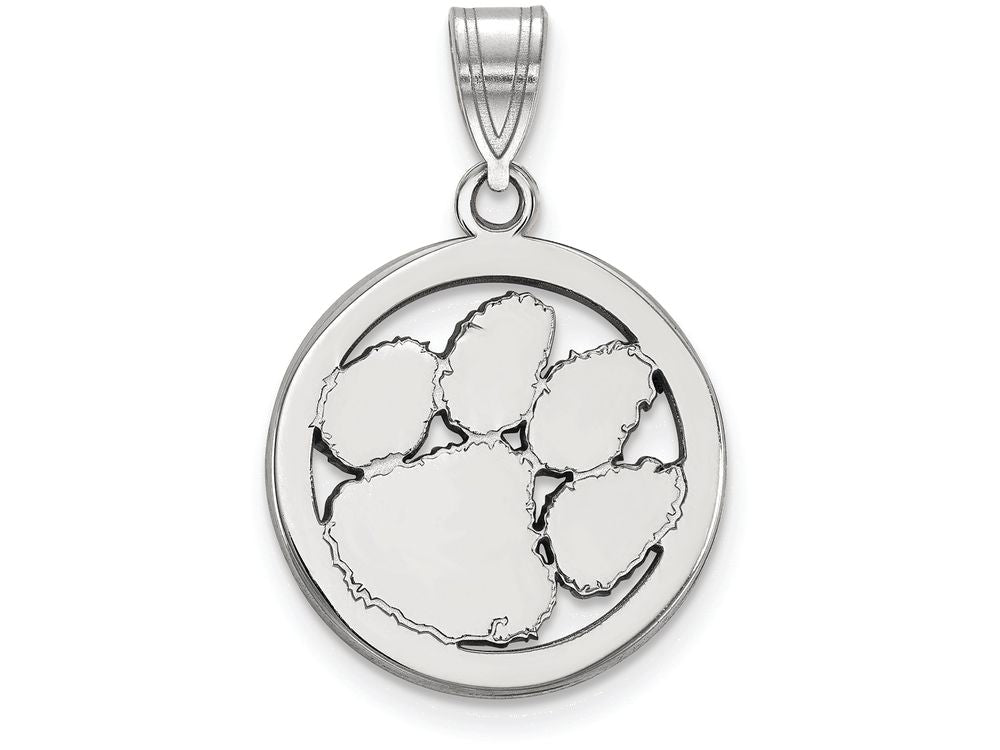 LogoArt Sterling Silver Clemson University Sm Pendant Necklace In Circle