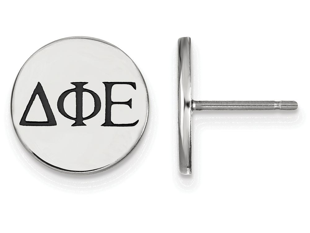 LogoArt Sterling Silver Delta Phi Epsilon Enameled Post Earrings