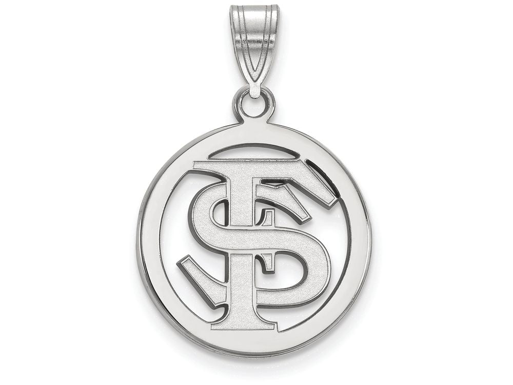 LogoArt Sterling Silver Florida State University Sm Pendant Necklace In Circle